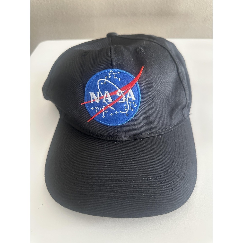 NASA Hat Cap Strap Back Mens Extra Large Black Embroidered‎ Logo Space Meatball